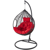 Fotoliu suspendat oval cadru otel 95x63.5x197 cm perne rosii incluse